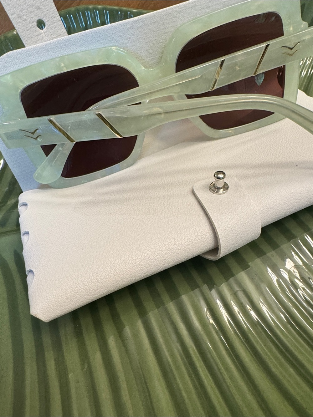 Anthropologie Oversized Square Sunglasses in Mint - Picture 2 of 2